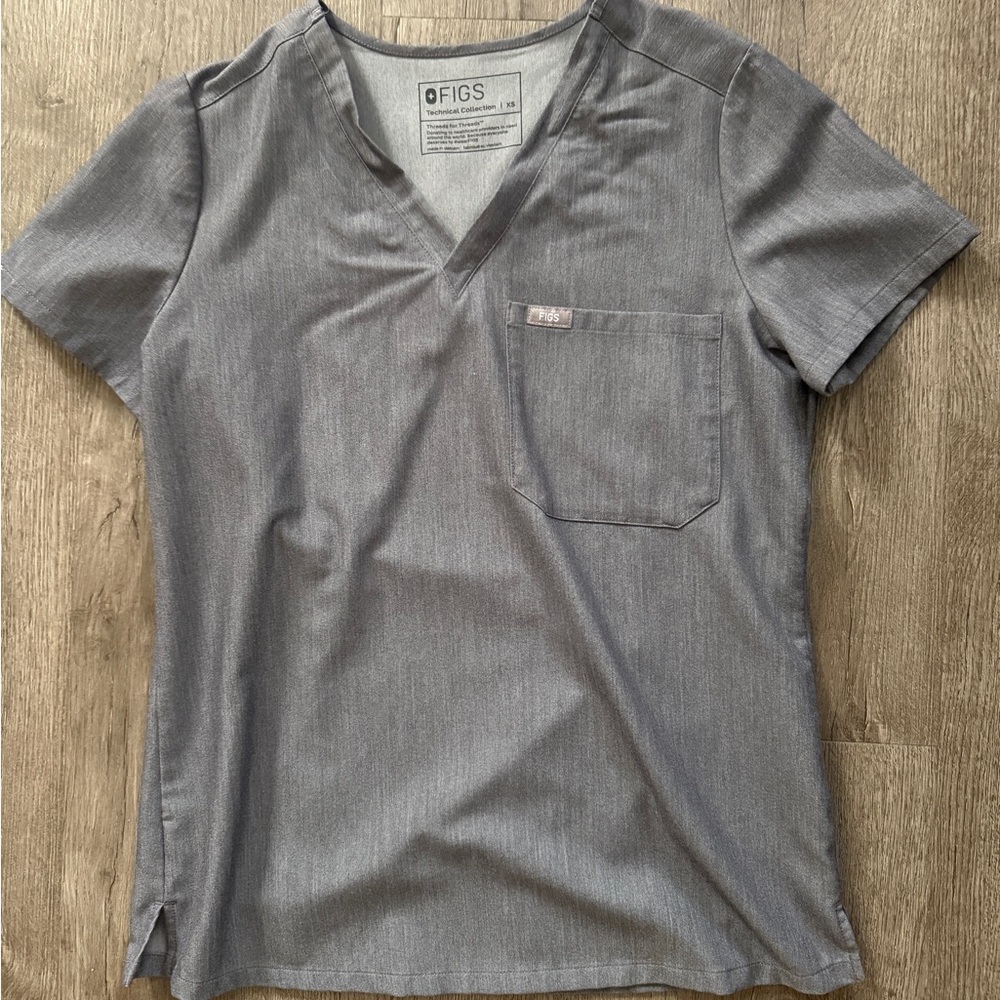Figs gray scrub set top, bottom, and long sleeve
